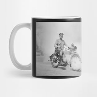 Motorcycle Policeman on Duty, 1923. Vintage Photo Mug